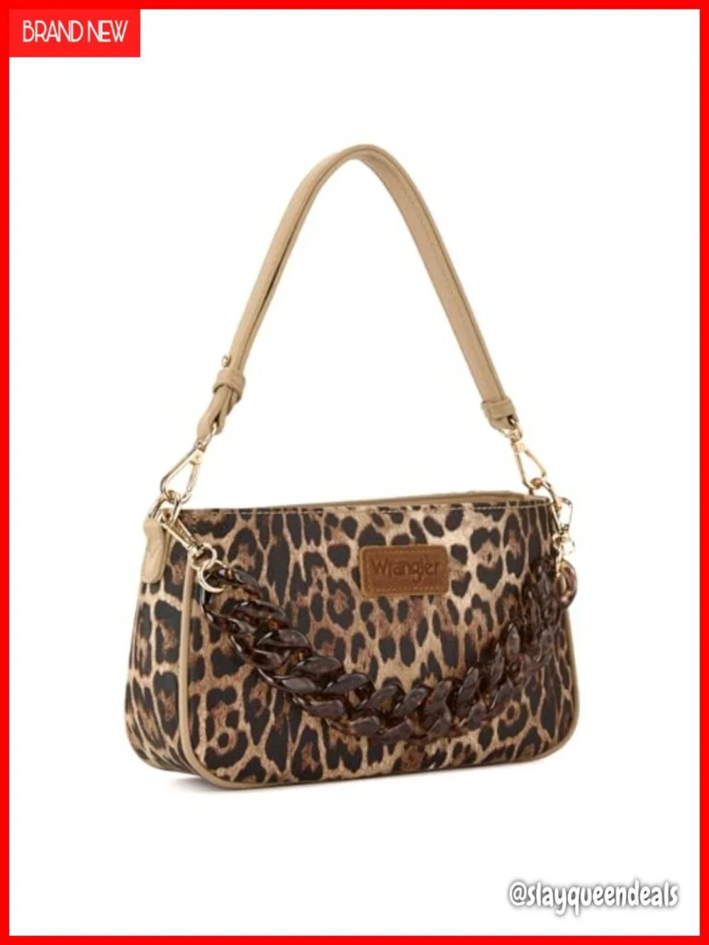 Faux Leather Cheetah Print Hobo Bag with Acrylic Chain Strap